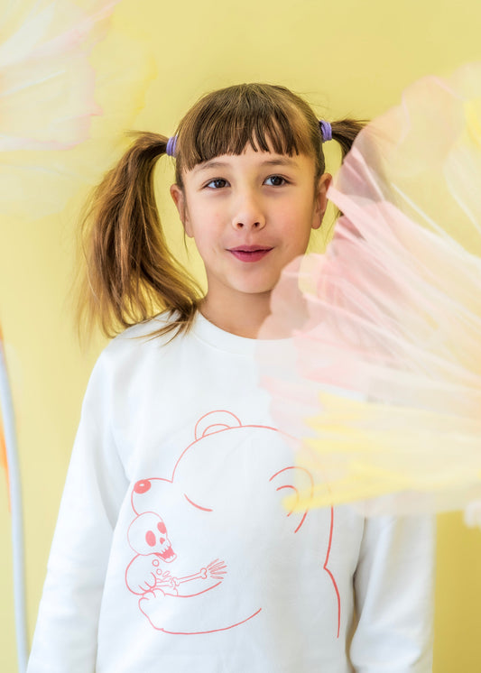 Bear Big Hug Skull Fun Sweater White