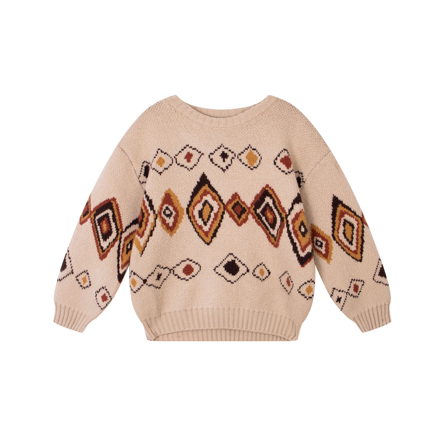 Boys Almond Jacquard Knit Sweater