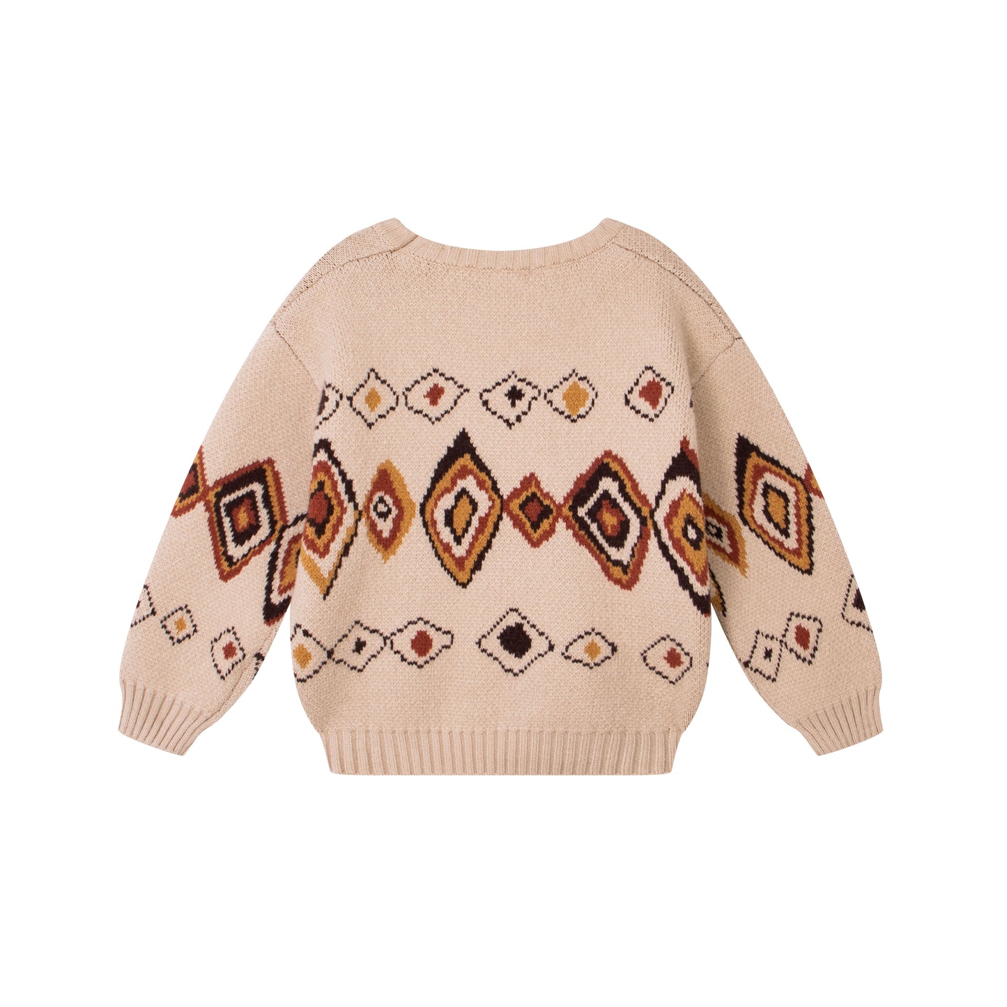 Boys Almond Jacquard Knit Sweater