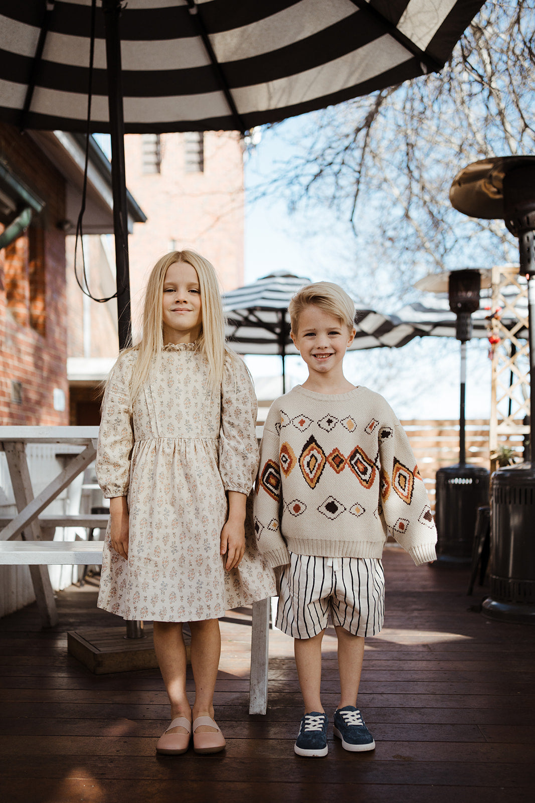 Boys Almond Jacquard Knit Sweater