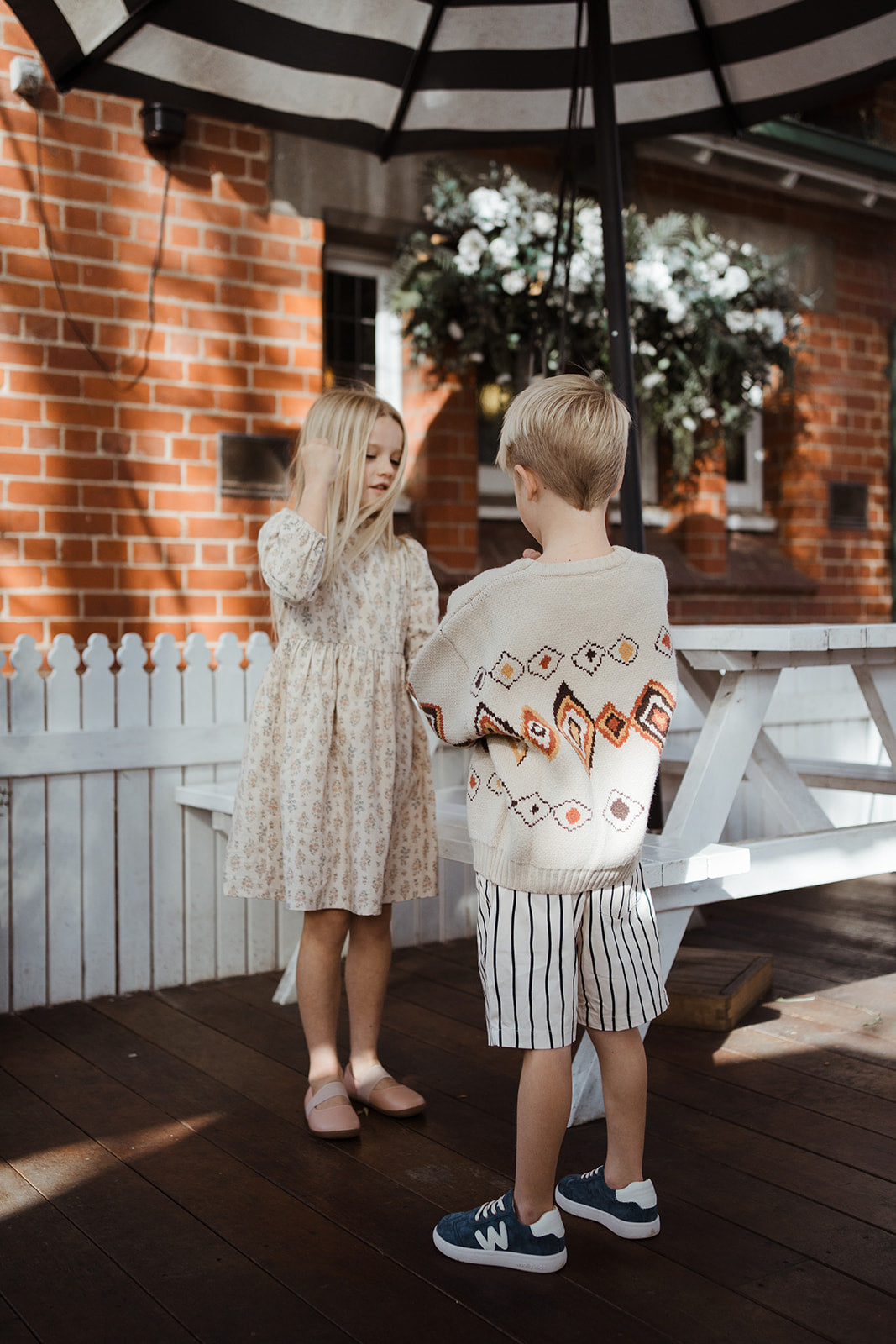Boys Almond Jacquard Knit Sweater