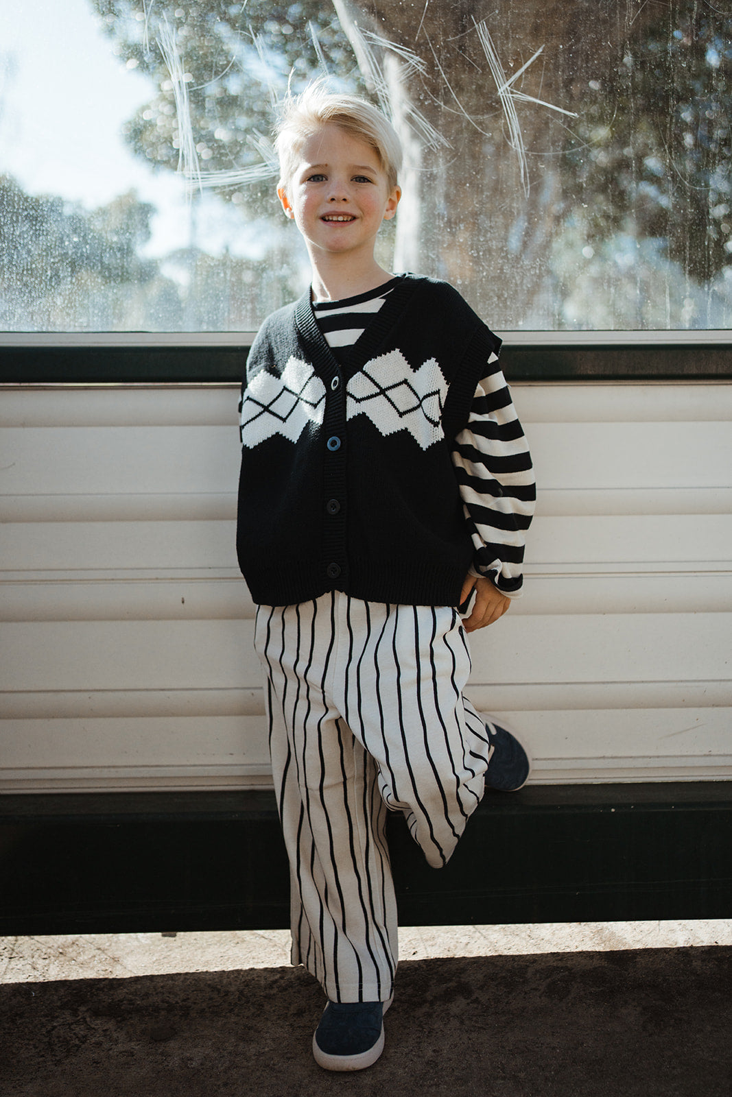 Kids Soft Cotton Black Check Vest