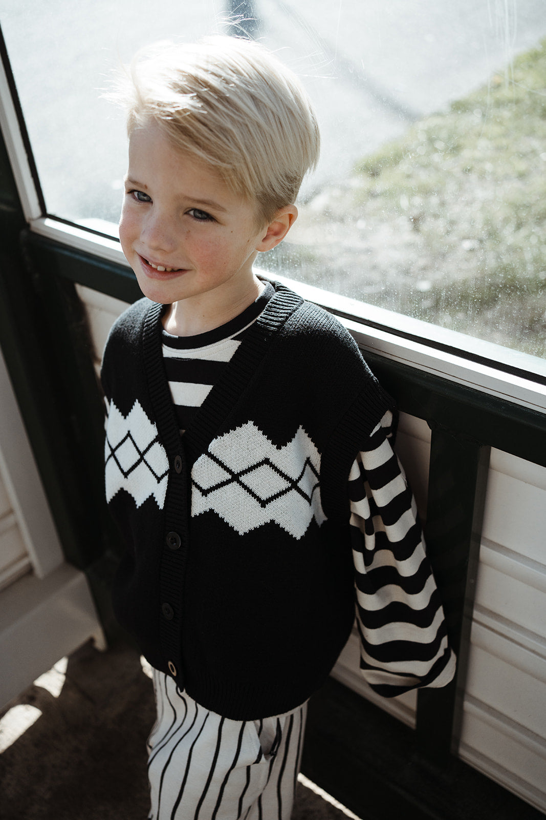 Kids Soft Cotton Black Check Vest