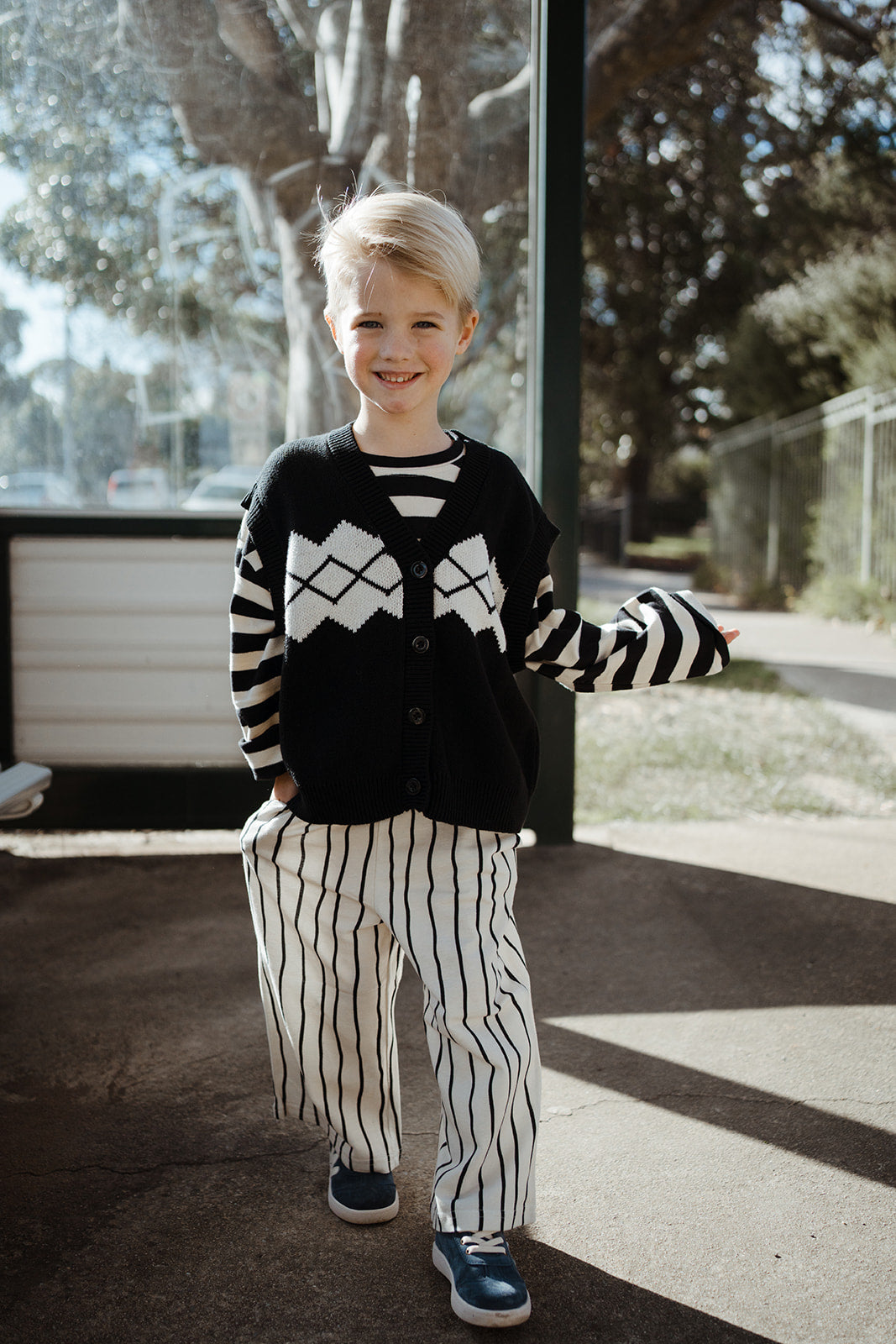 Kids Soft Cotton Black Check Vest