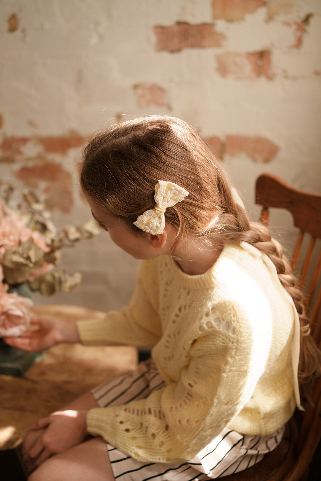 Wool-Blend Sweater with Bow Back Lemon Chiffon