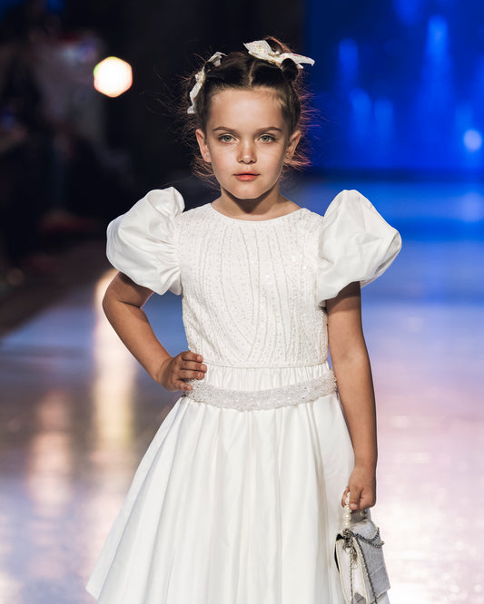 iMiN Kids Toronto Runway Girls Formal Party Dress with Bead Embroidery