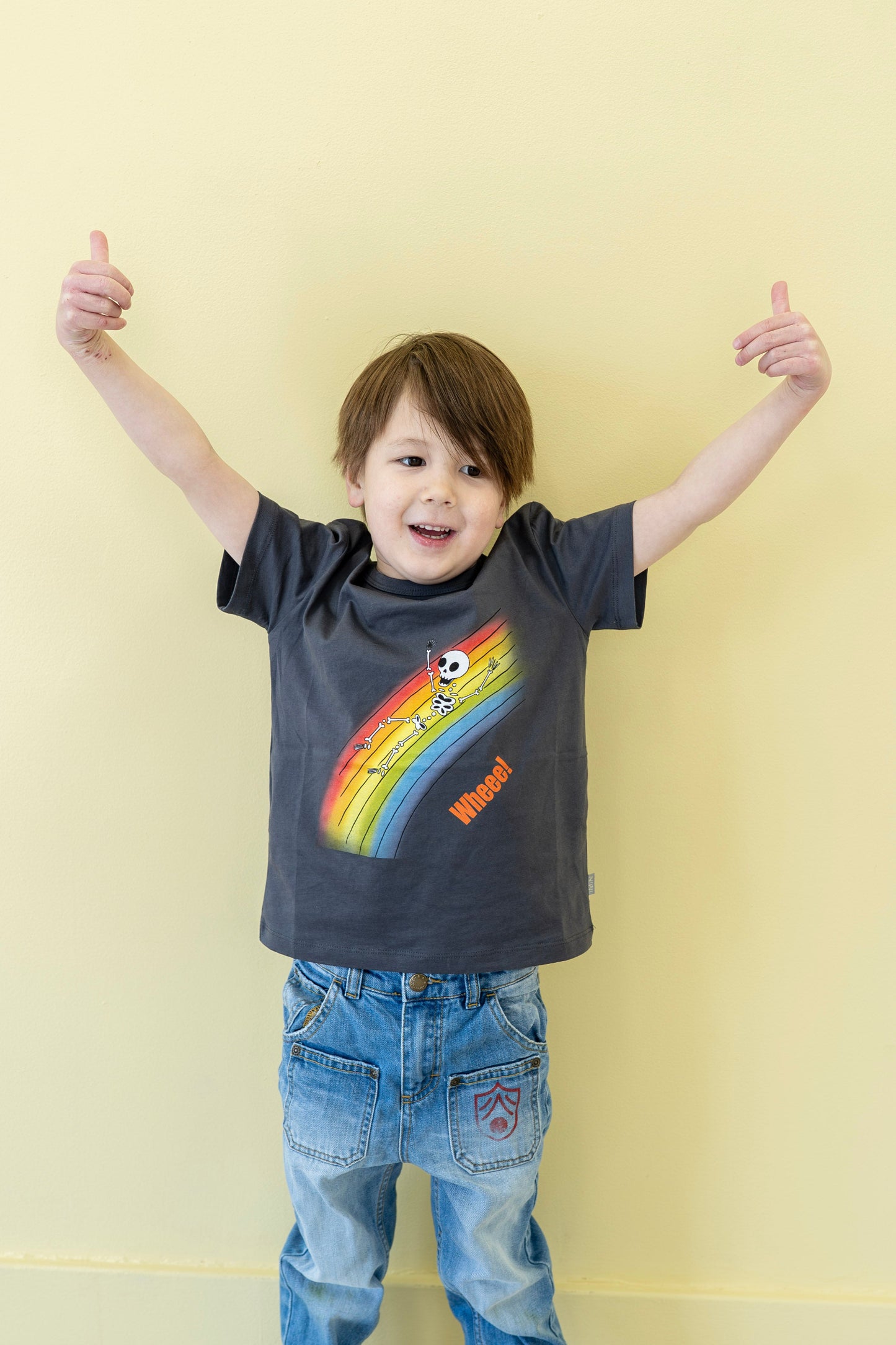 iMiN Kids Unisex Rainbow Fun Tee Grey