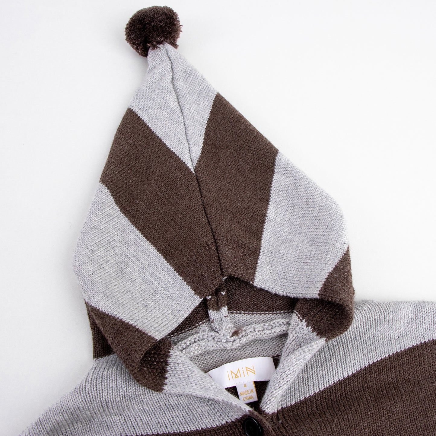 Pompom Hooded Knit Cardigan