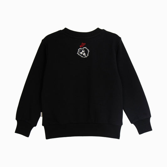 iMiN Kids Skull Love Heart Logo Sweatshirt Classic Black
