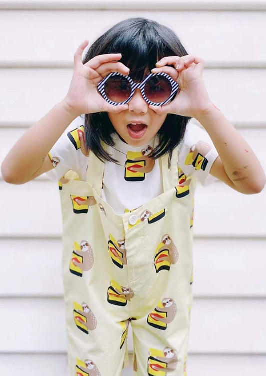 iMiN Kids Overall Pants Yellow Sloth