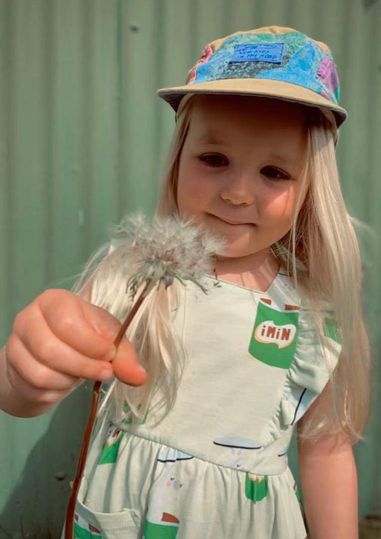 iMiN Kids Girls Frill Dress Green Llama