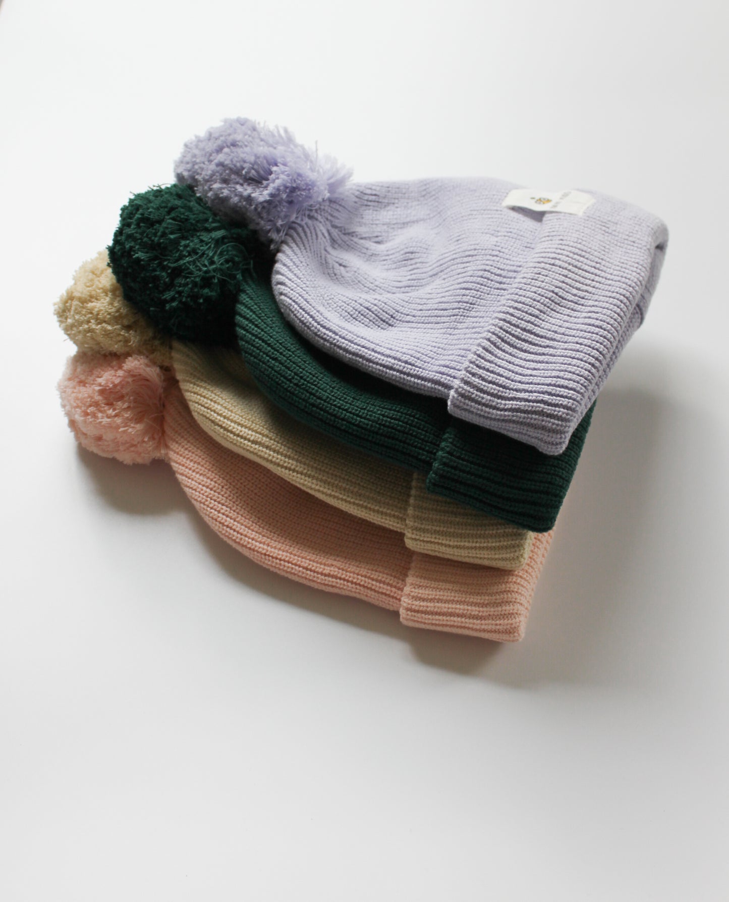 Kids Pom Pom Knit Cotton Beanie Dark Green Adult