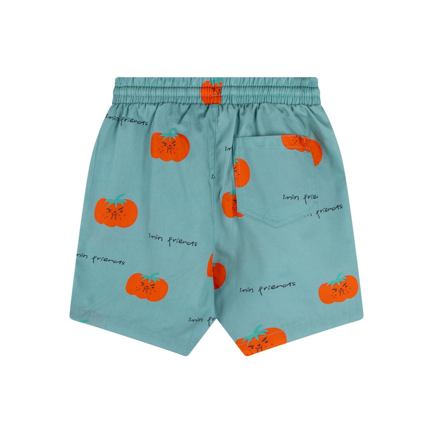 iMiN Kids Boys Knee Length Cotton Shorts Mineral Green Boom Tomato