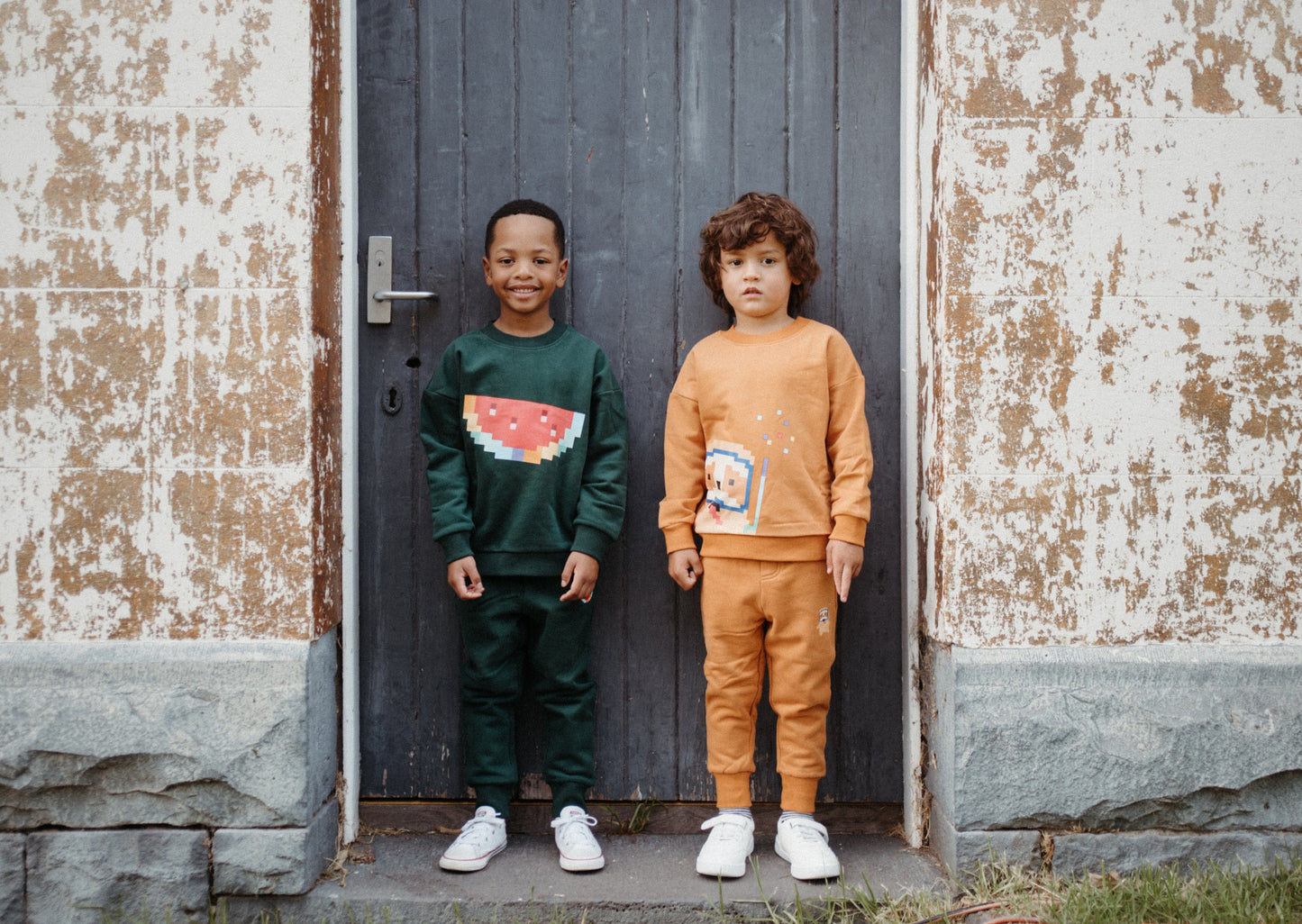 iMiN Kids Rainbow Pixel Diving Sloth Ginger Yellow Sweatshirt
