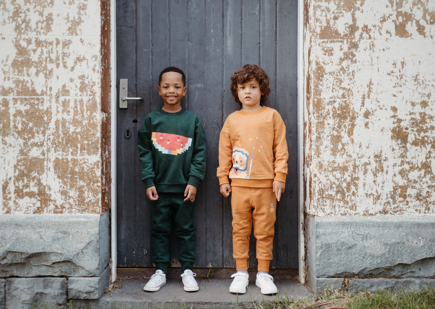 iMiN Kids Rainbow Pixel Watermelon Green Track Pants