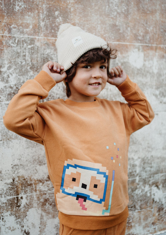 iMiN Kids Pom Pom Knit Cotton Beanie Buttercream Adult