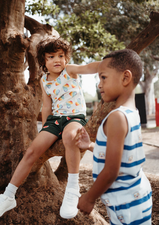 iMiN Kids Summer Organic Cotton Rainbow Heart Top