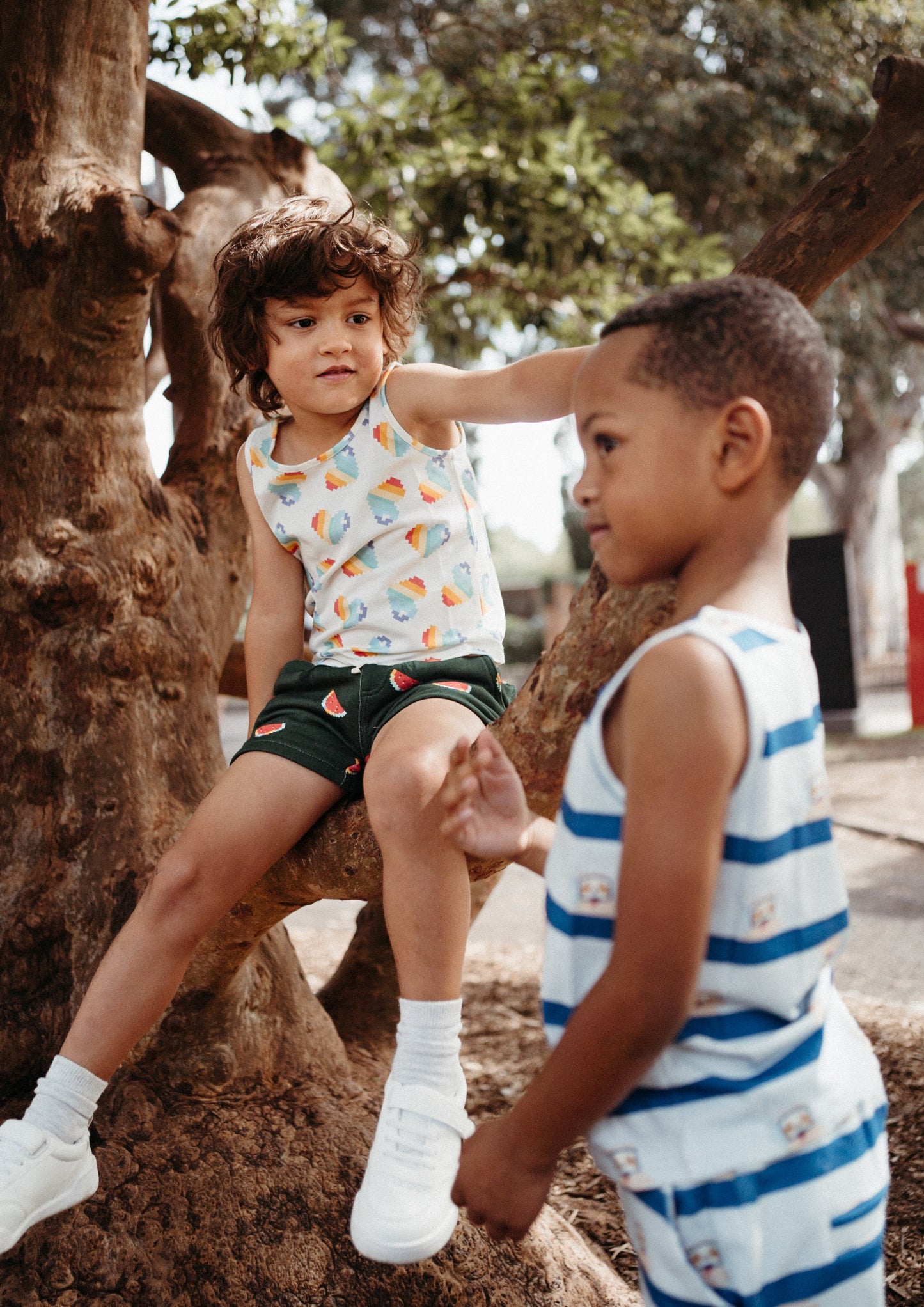 iMiN Kids Organic Cotton Summer Boys Tank Blue Sloth
