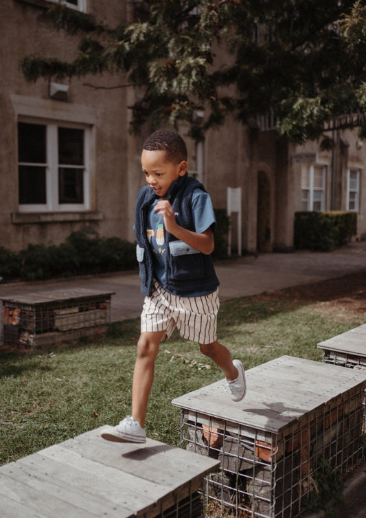 iMiN Kids Boys Knee Length Cotton Shorts Vertical Striped