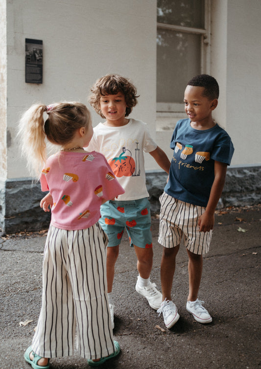 iMiN Friends Kids Cotton T-shirt Beige Boom Tomato