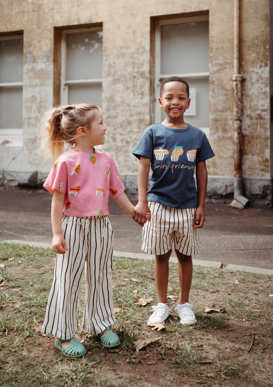 iMiN Kids T-shirt Navy Blue Little Cupcake Trio Friends