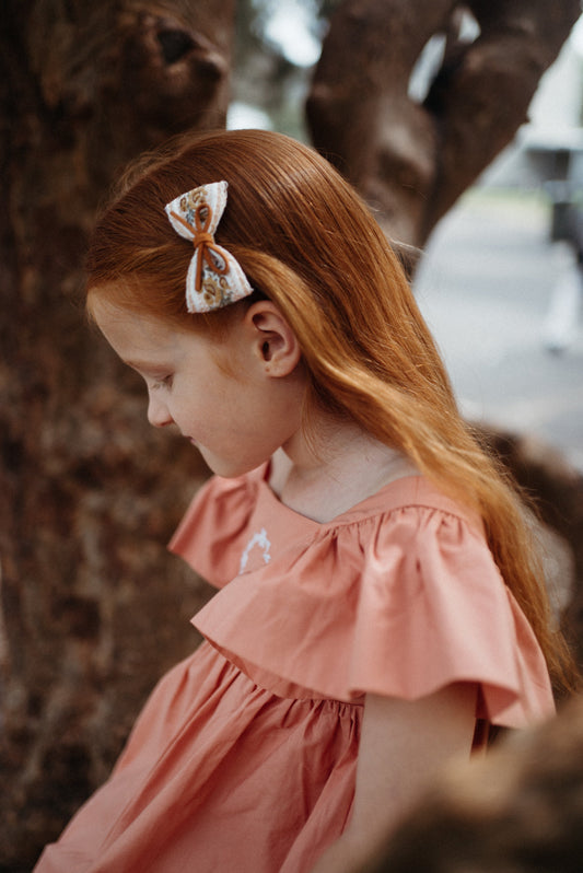 iMiN Kids Girls Handmade Floral Embroidery Bow Hair Clip