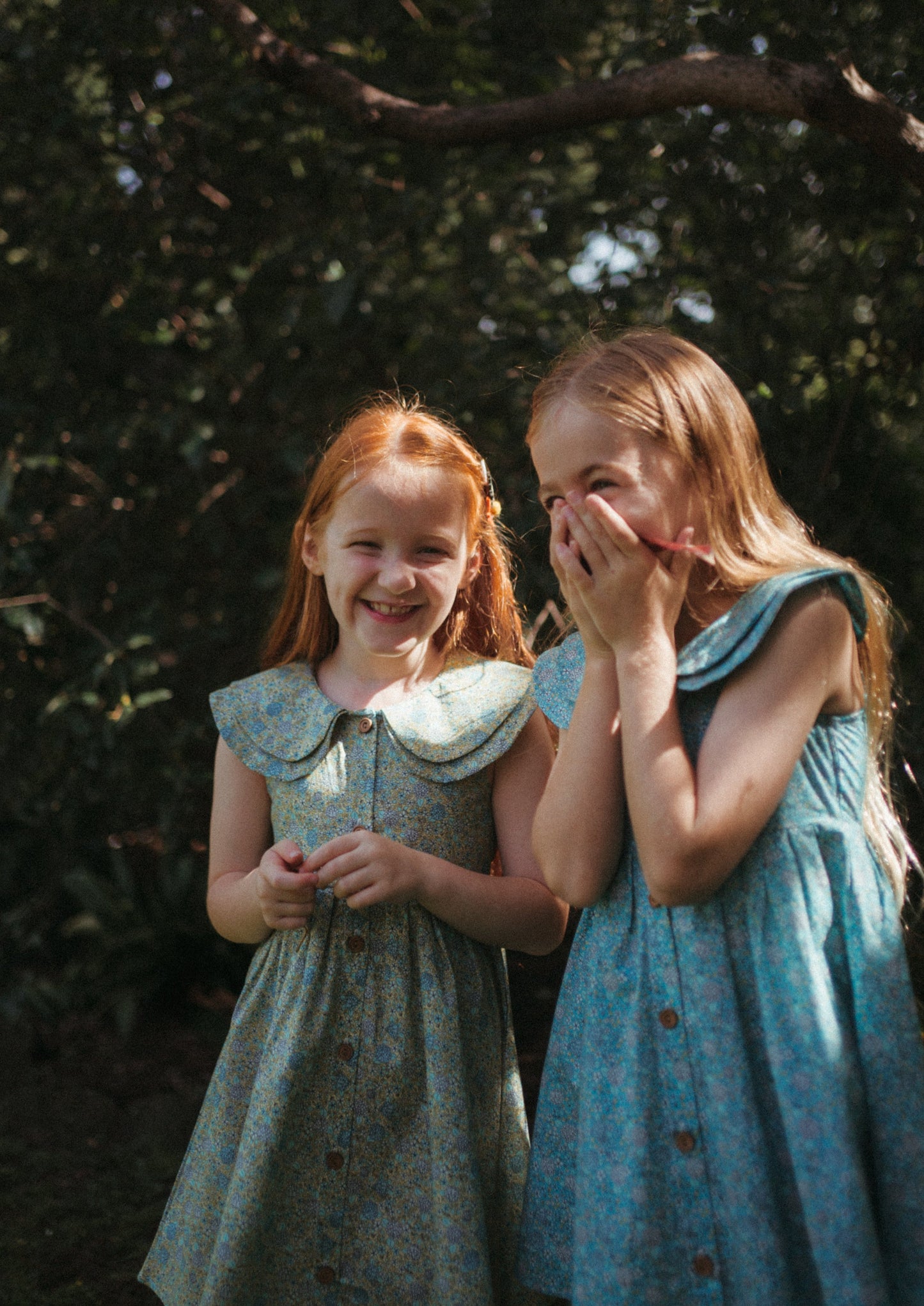 iMiN Kids Girls Double Peter Pan Collar Cotton Dress Green Hydrangea