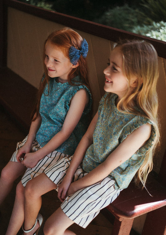 iMiN Kids Girls Ruffles Sleeveless Spring Blouse Green Hydrangea