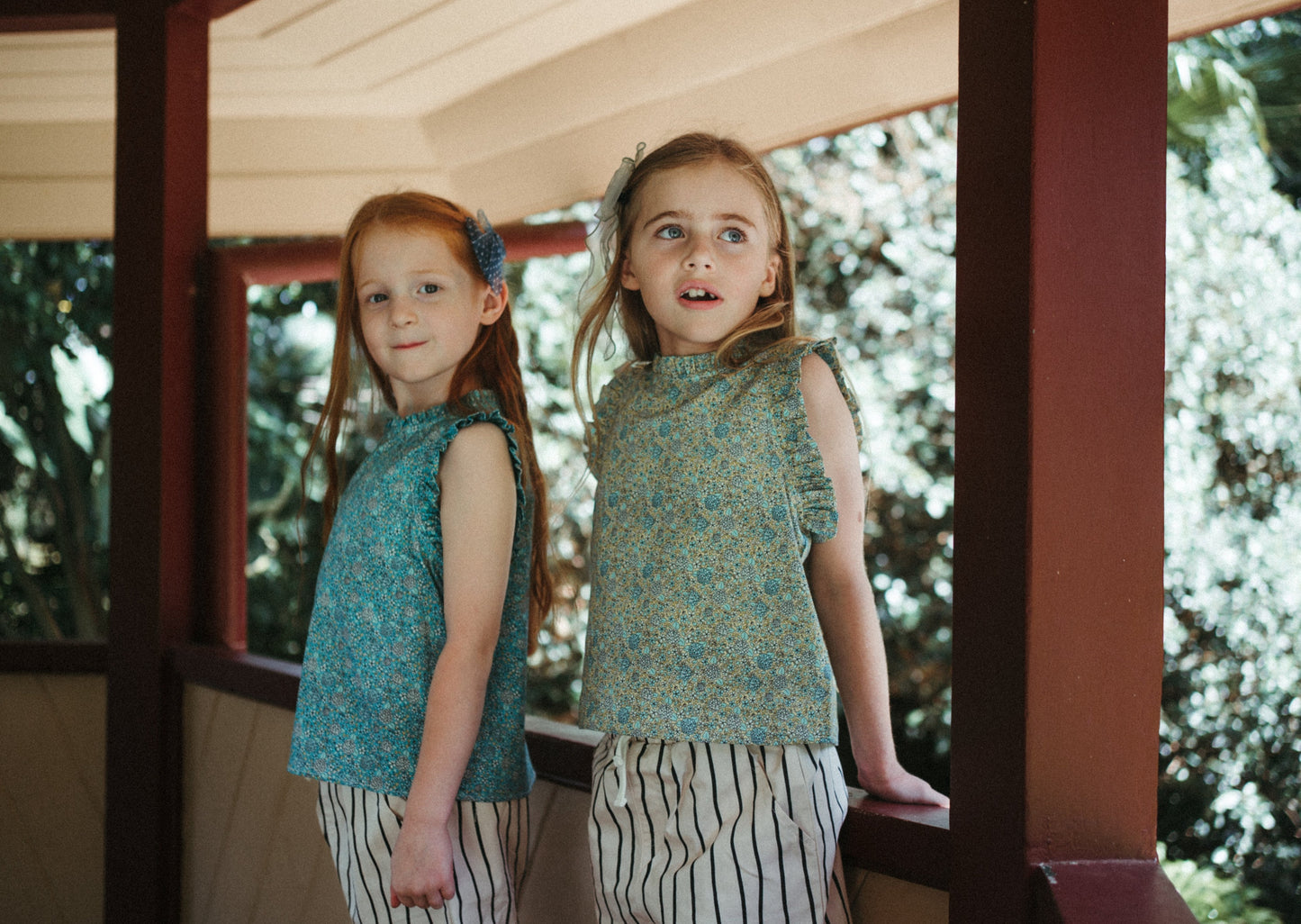 iMiN Kids Clothing Girls Ruffles Sleeveless Blouse Yellow Hydrangea