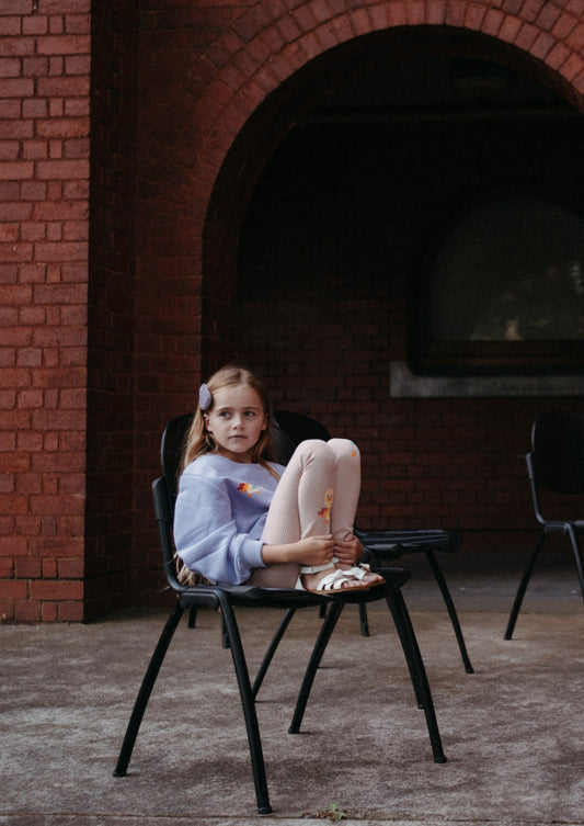 iMiN Kids Girls Ribbed Cotton Leggings Dusty Pink Duck