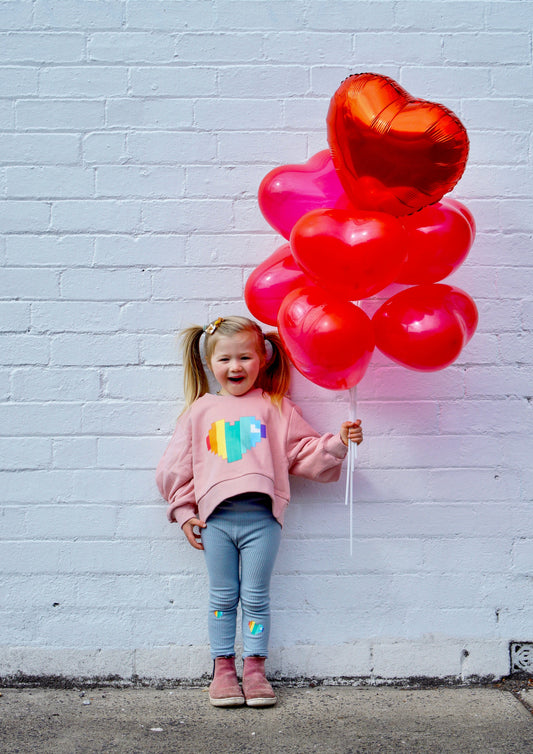 iMiN Kids Girls Ribbed Leggings Dusty Blue Rainbow Heart