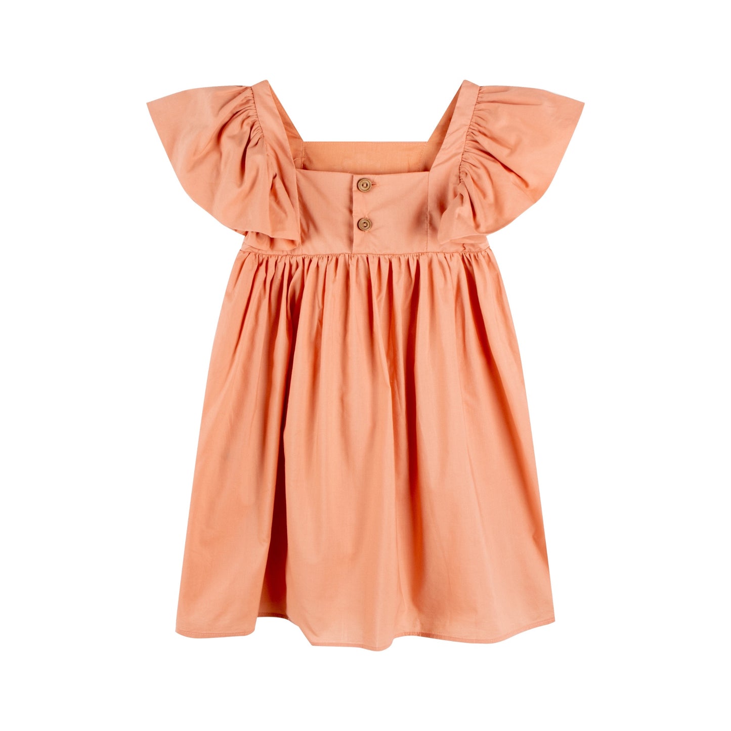iMiN Kids Girls Ruffles Sleeves Floral Embroidered Dress Rust