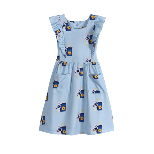 iMiN Kids Girls Frill Blue Koala Dress