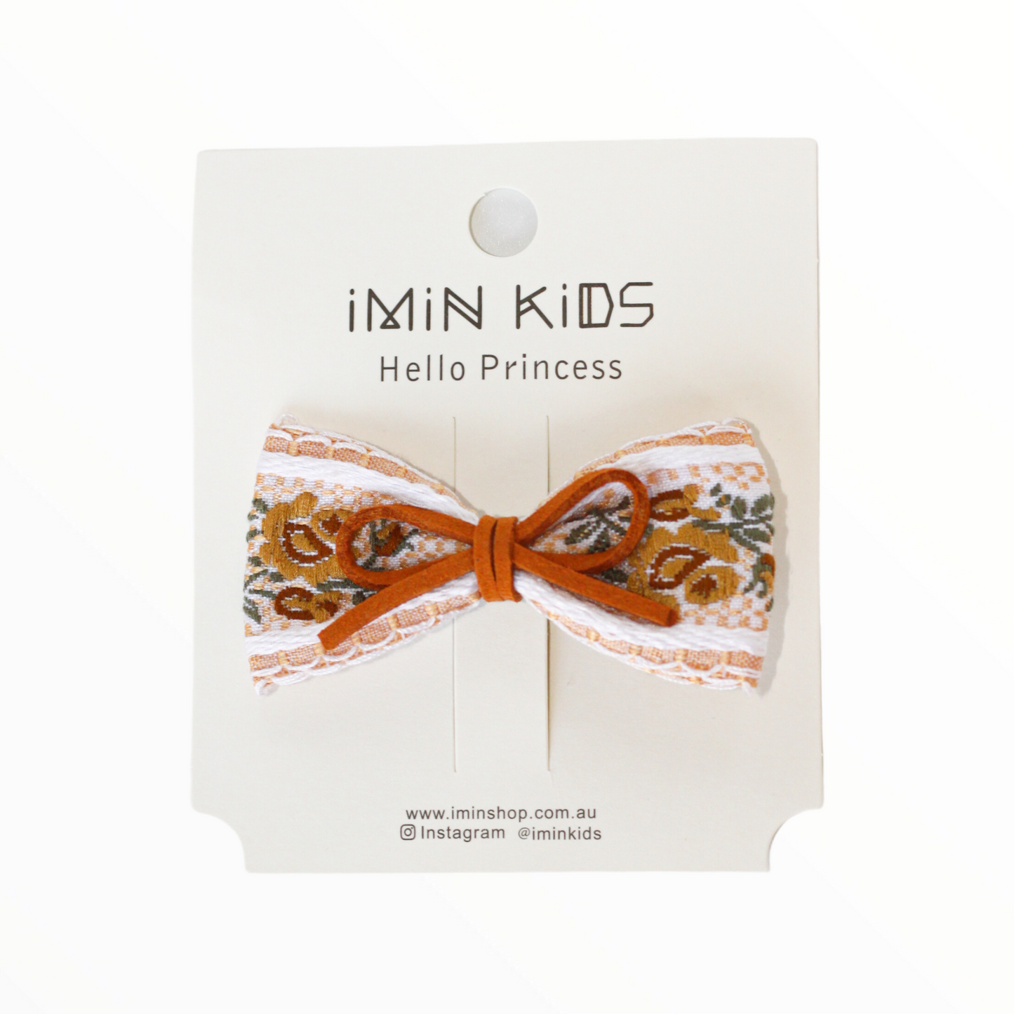 iMiN Kids Handmade Floral Embroidery Bow Hair Clip