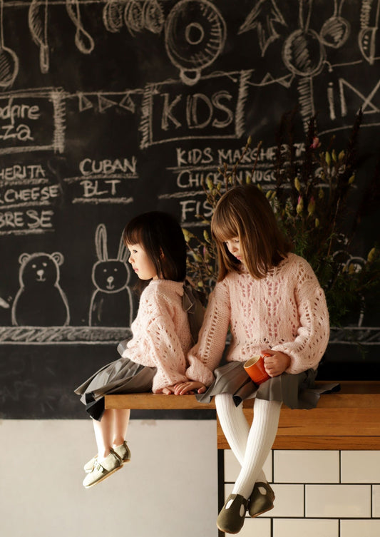 iMiN Kids Girls Ribbed Tights Ivory