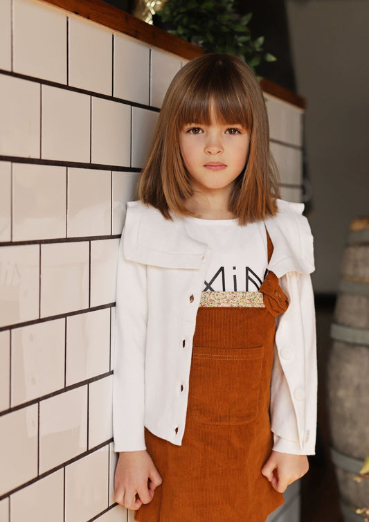 iMiN Kids Girls White Cotton Wool Cardigan