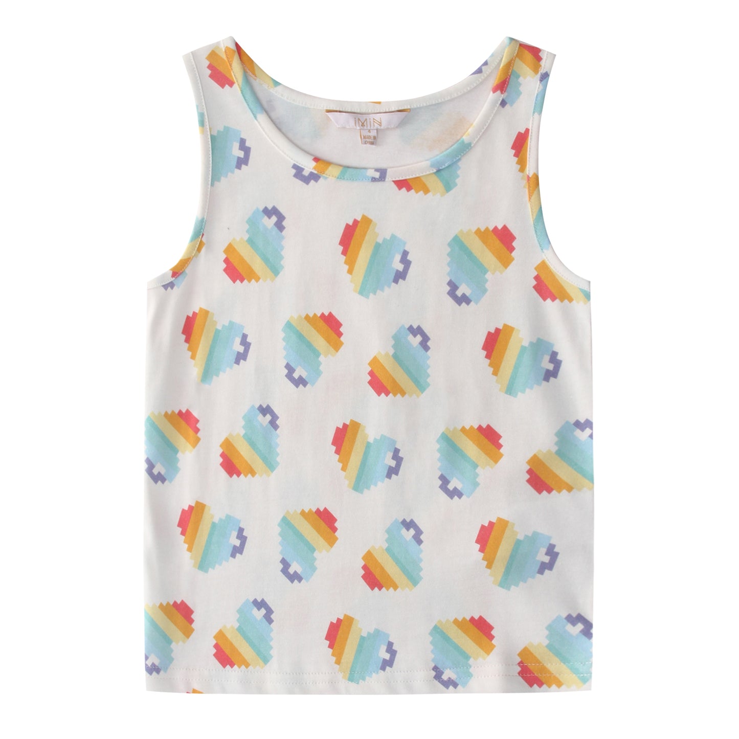 iMiN Kids Organic Cotton Tank Rainbow Heart