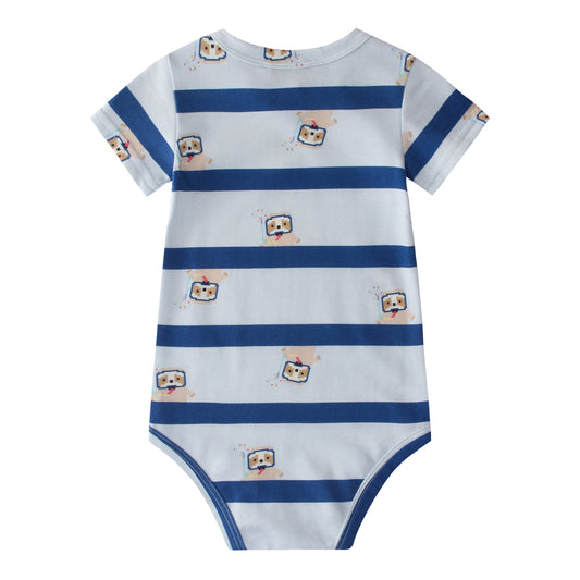 iMiN Kids Baby Cotton Short Sleeve Bodysuit Blue Sloth