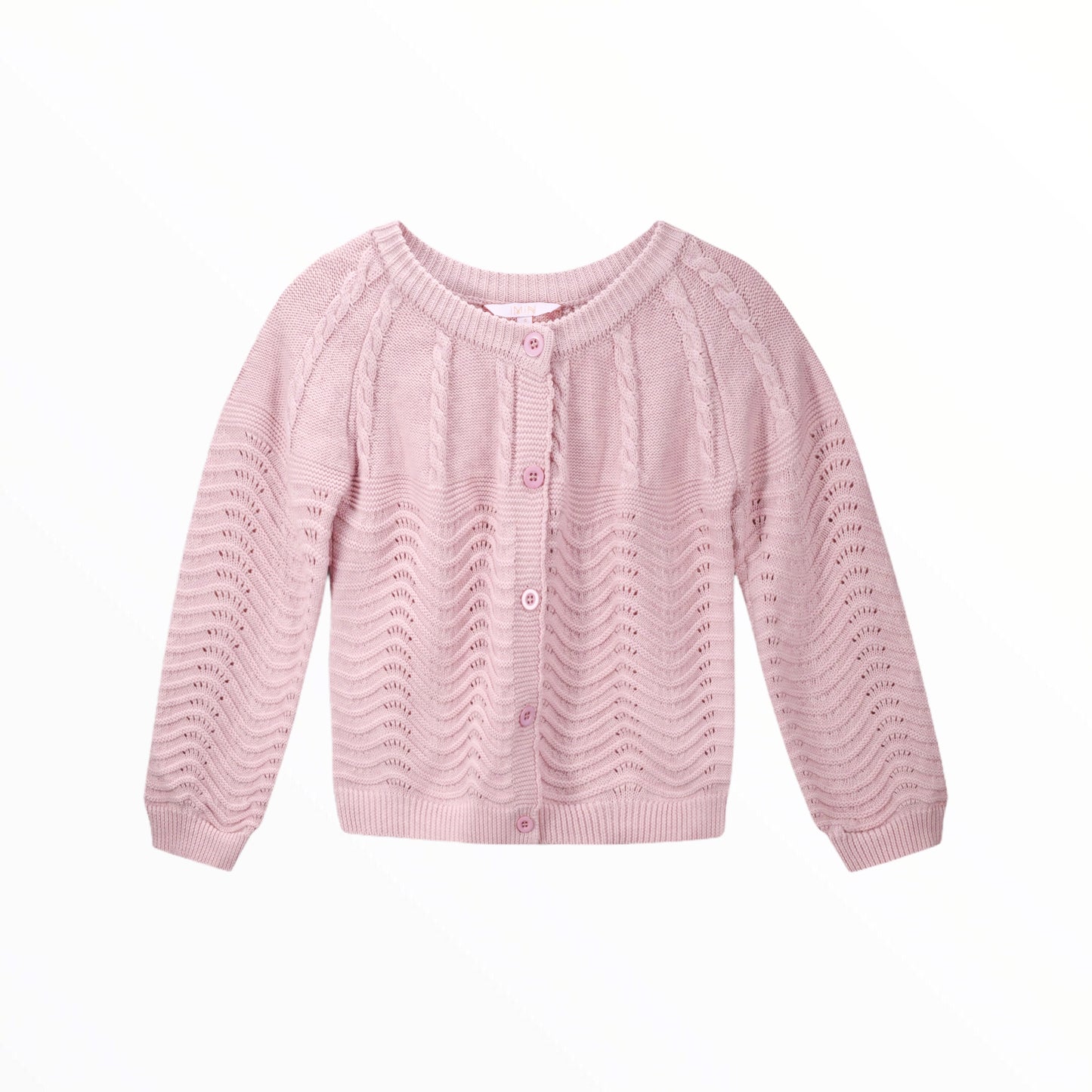 iMiN Kids Girls Pastel Pink Pointelle Cardigan