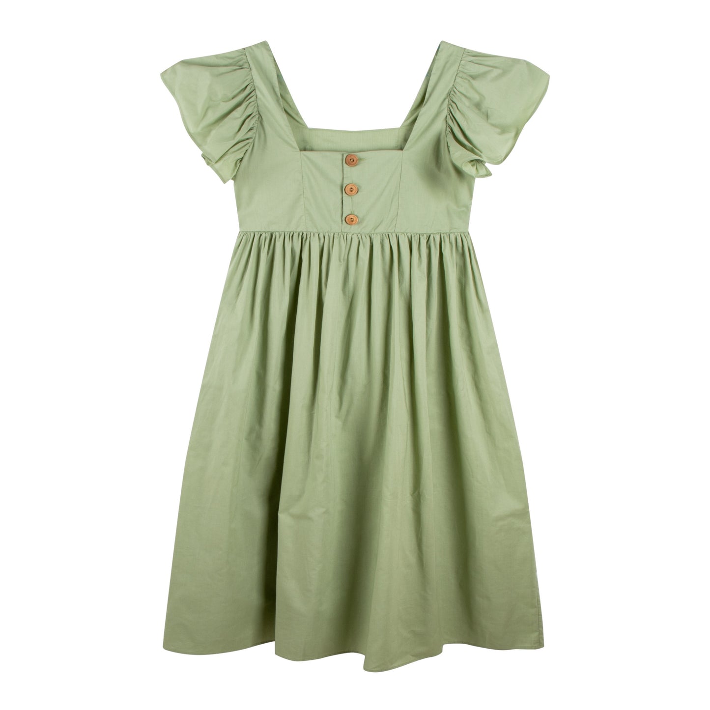 iMiN Mini Me Women's Ruffles Sleeves Floral Embroidered Summer Dress Sage