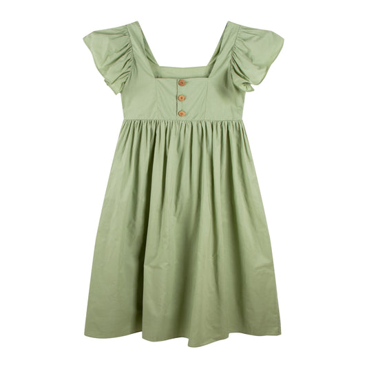 iMiN Mini Me Women's Ruffles Sleeves Floral Embroidered Summer Dress Sage