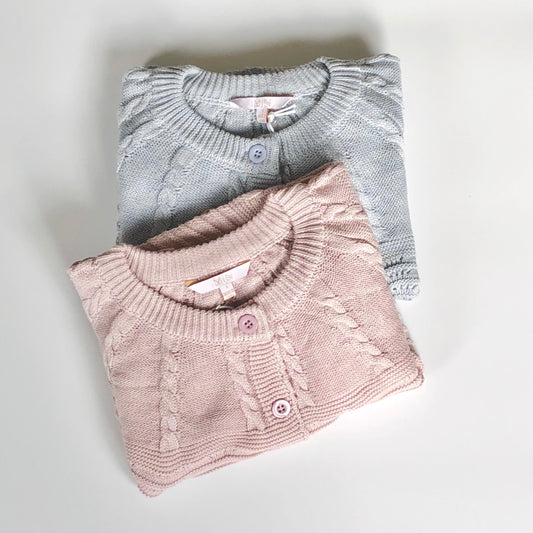 iMiN Kids Girls Pastel Blue Pointelle Cardigan