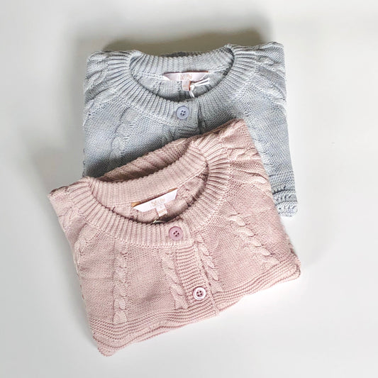 iMiN Kids Girls Pastel Pink Pointelle Cardigan