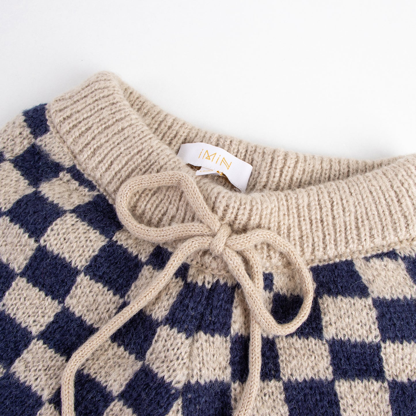 Navy Check Knit Shorts
