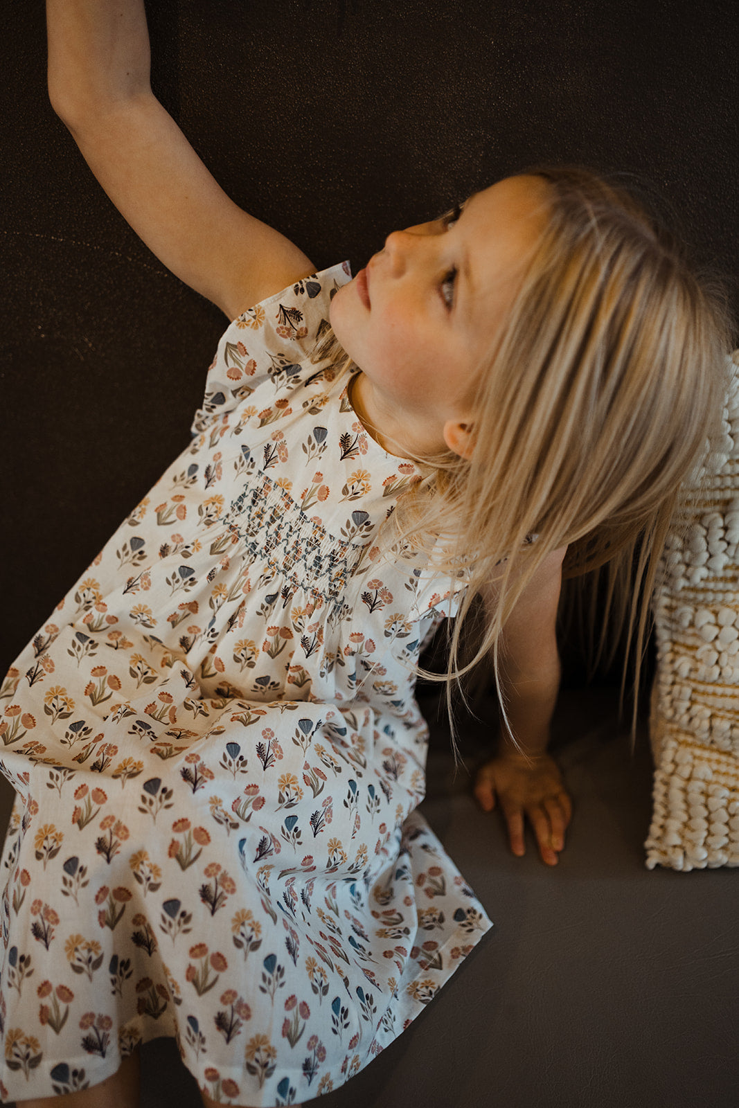 Girls Cotton Floral Smocking Dress