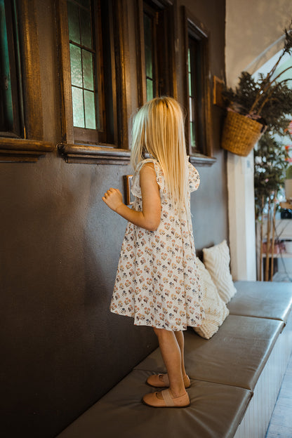 Girls Cotton Floral Smocking Dress