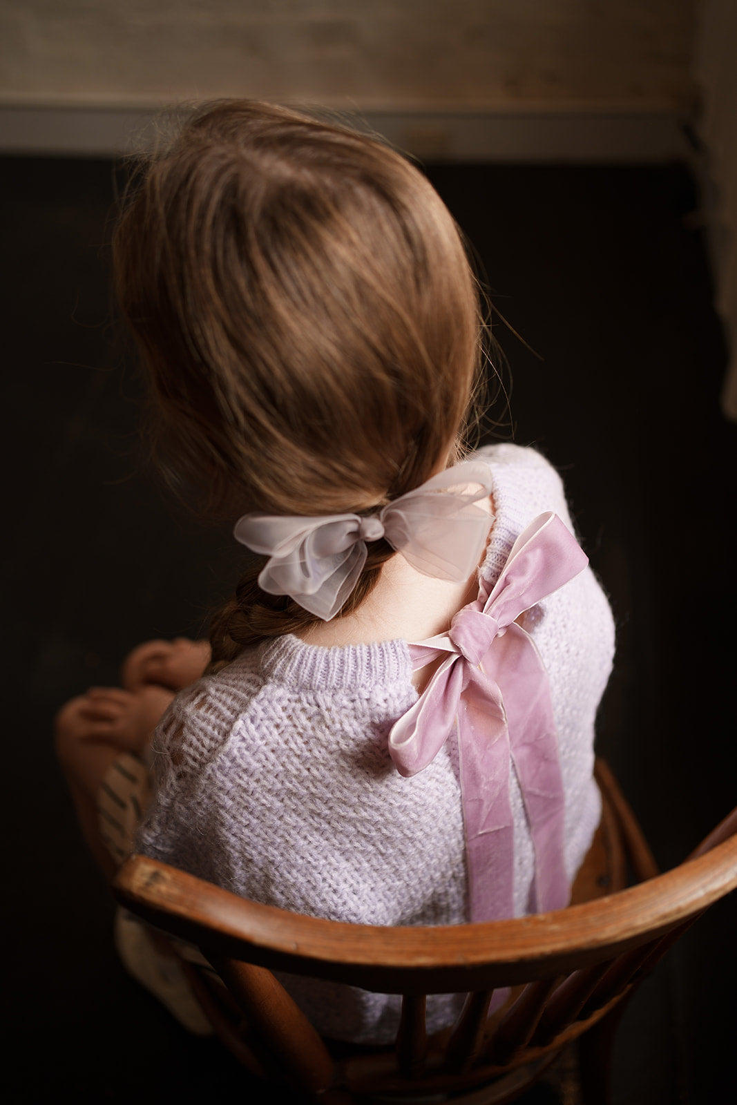 Girls Winter Purple Sweater with Bow Back