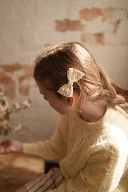 Lace Embroidered Bow Hair Clip Pink