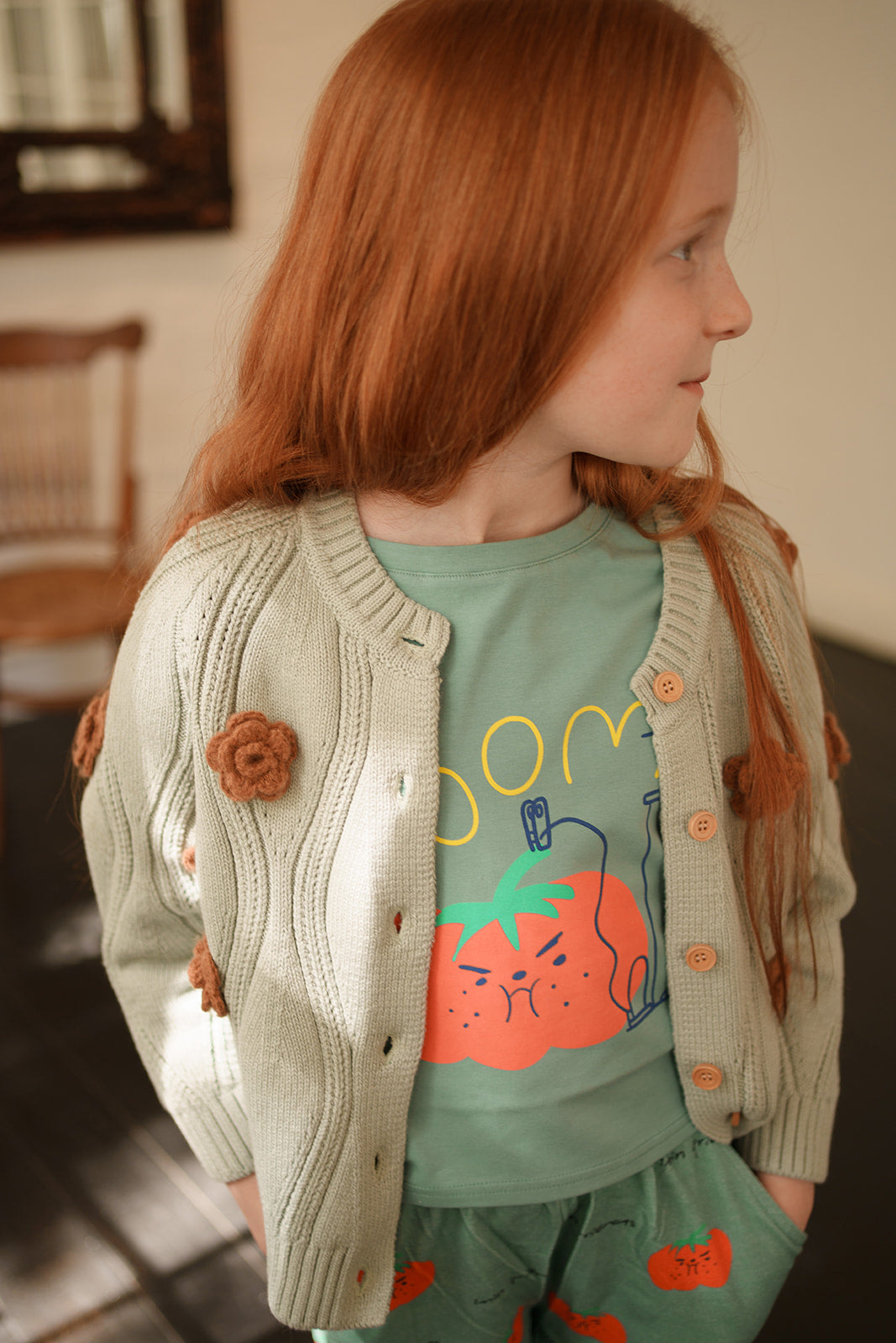 Blossom Cable Cardigan Teal