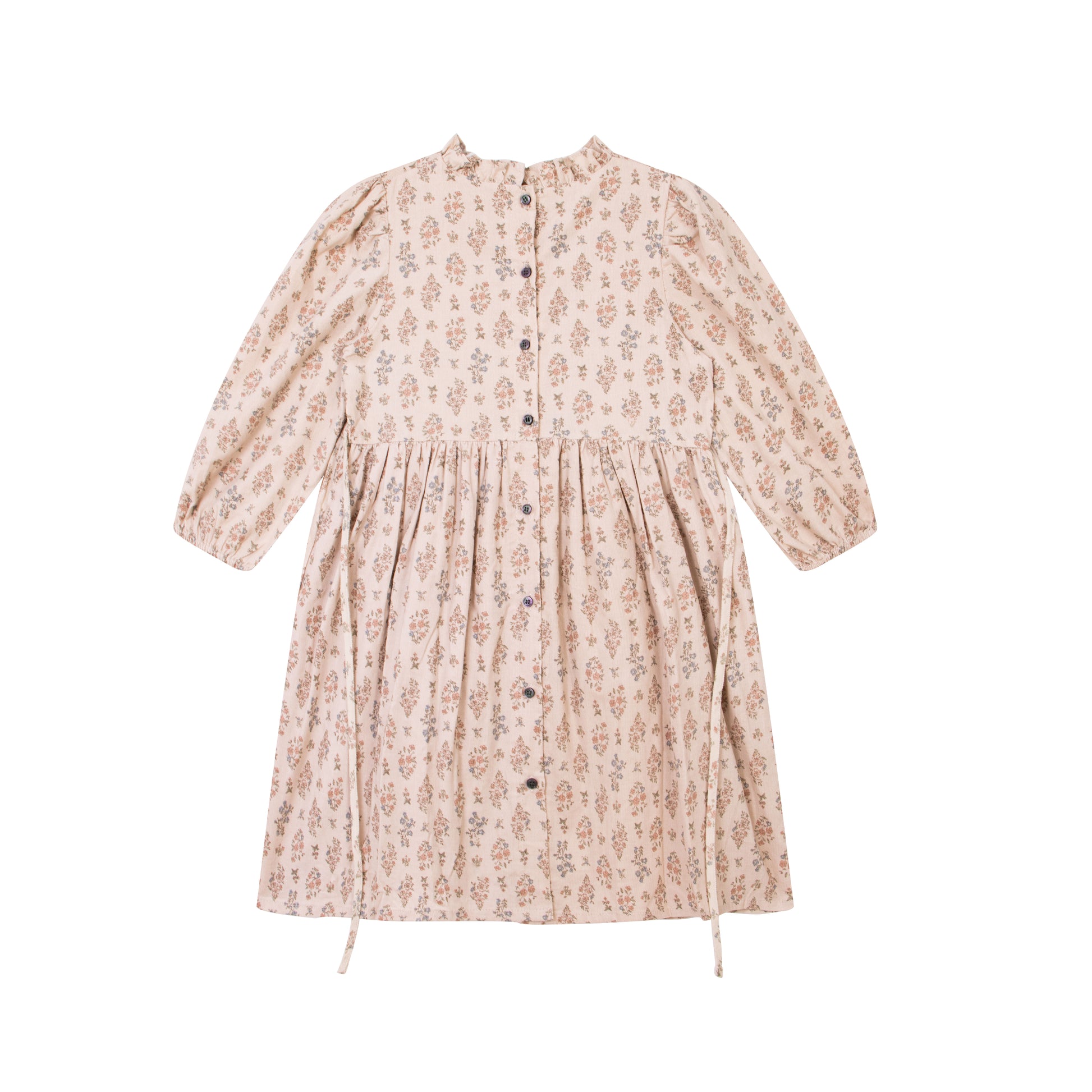 Girls Cotton Corduroy Floral Long Sleeves Dress